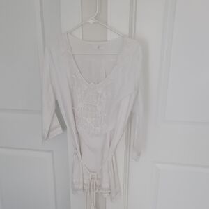 Promod White Blouse with Embroidery